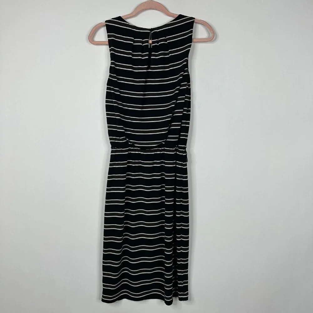 2/$30 White House Black Market Striped Blouson Sleeveless Midi Dress 6 #1545